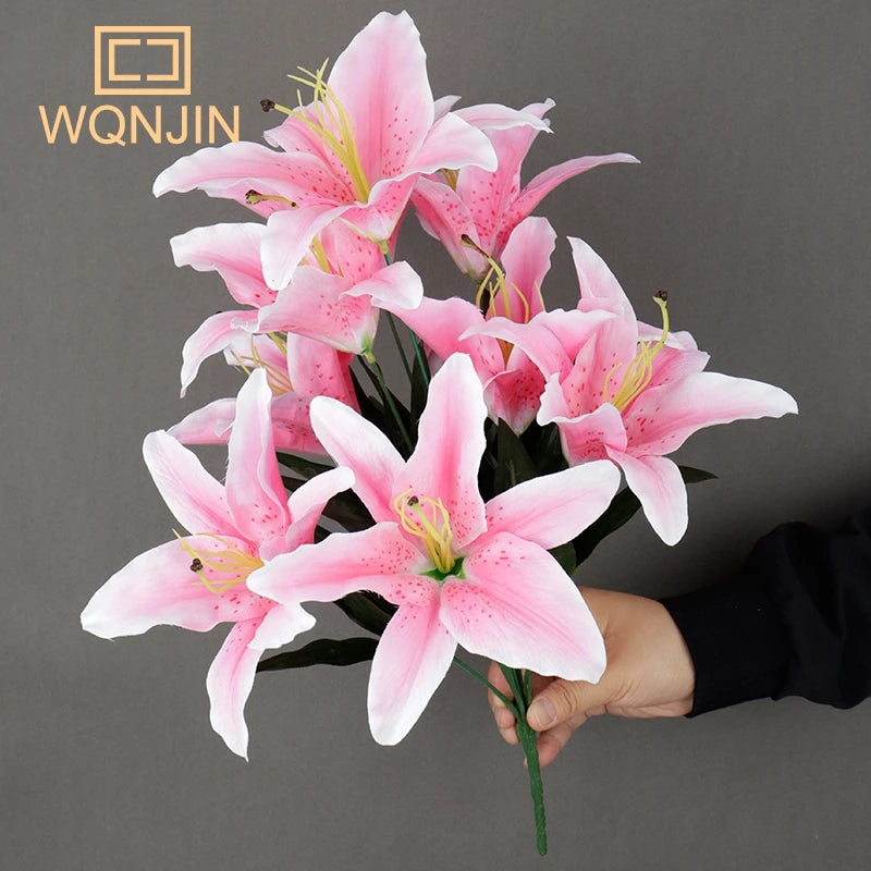 Artificial Multicolor Lily Bouquet – European-Style Floral Decor for Wedding & Home