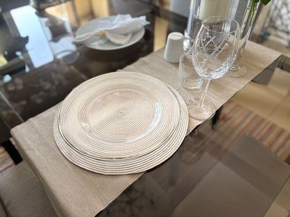 Silver Trim Charger Plate - glass