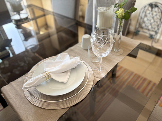 Silver Trim Charger Plate - glass