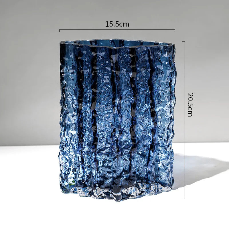 Elegant Diamond-shaped glacier glass vase