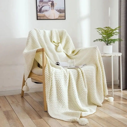 Nordic Tassel Knitted Blanket