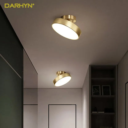 Modern LED Ceiling Light – Nordic Round Copper Fixture for Home & Bedroom Decor