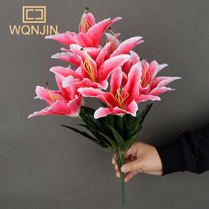 Artificial Multicolor Lily Bouquet – European-Style Floral Decor for Wedding & Home