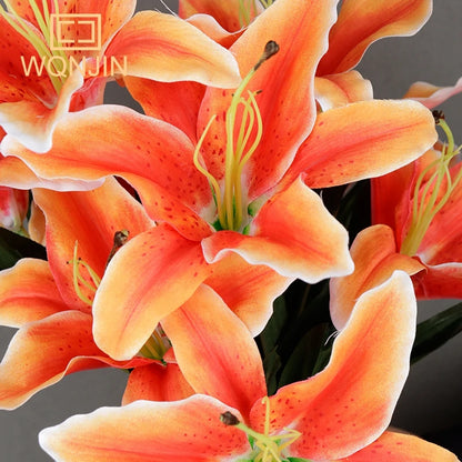 Artificial Multicolor Lily Bouquet – European-Style Floral Decor for Wedding & Home