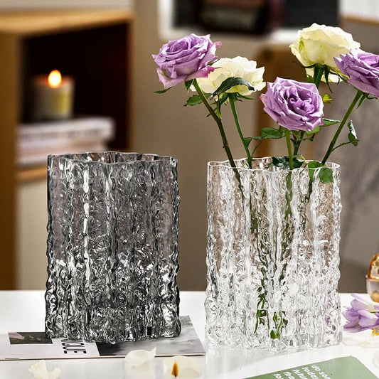 Elegant Diamond-shaped glacier glass vase