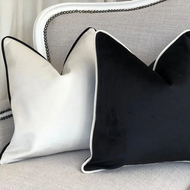 Velvet Black & White Hemming Pillowcase