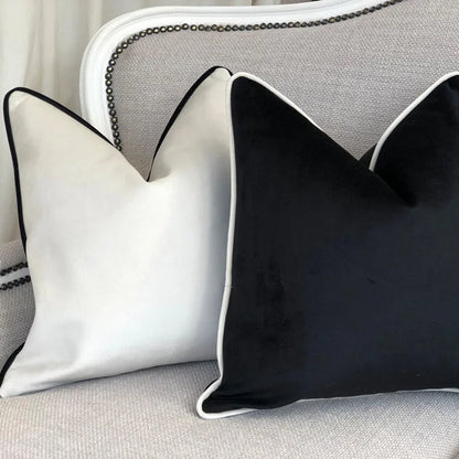 Velvet Black & White Hemming Pillowcase