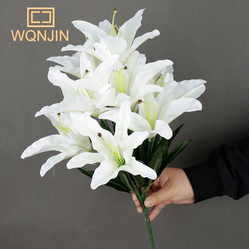 Artificial Multicolor Lily Bouquet – European-Style Floral Decor for Wedding & Home