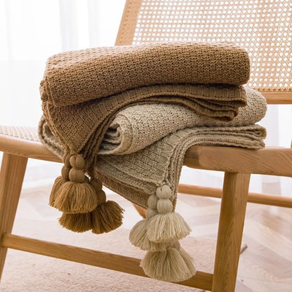 Nordic Tassel Knitted Blanket