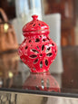 Arabesque style Lantern - Red small Handmade ceramic
